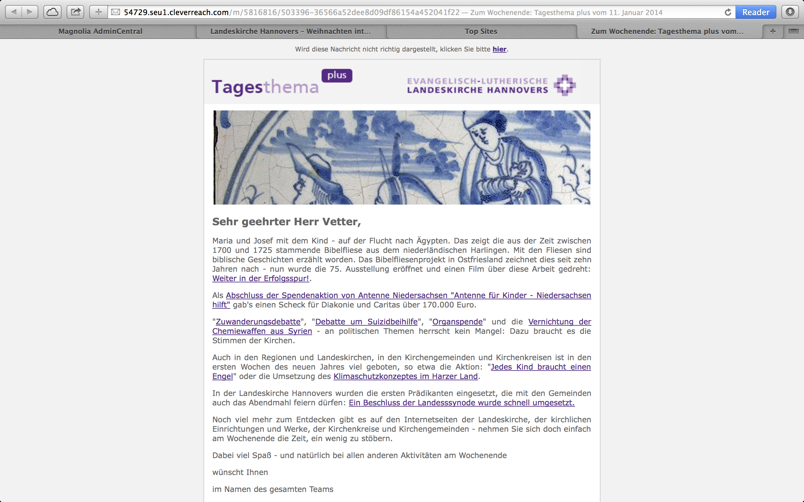 Der Newsletter „Tagesthema plus“